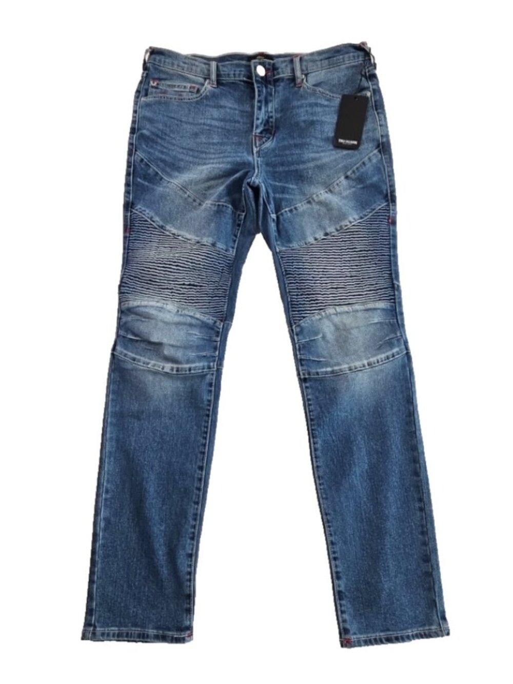 True Religion Rocco‎ Moto Jeans Men's 33x32 Med Wash NEW Relaxed Skinny 700680